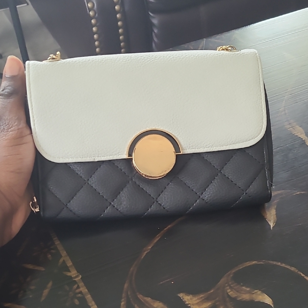 Chic Black and White Quilted Clutch